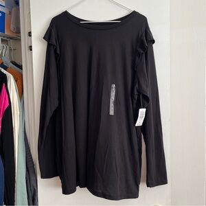 Torrid Black Long Sleeve Ruffle Top